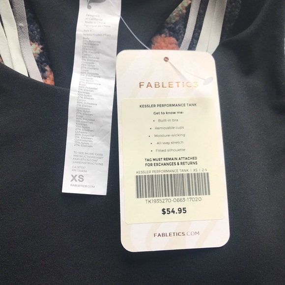 Fabletics built in bra black tank top NWT - Picture 4 of 5